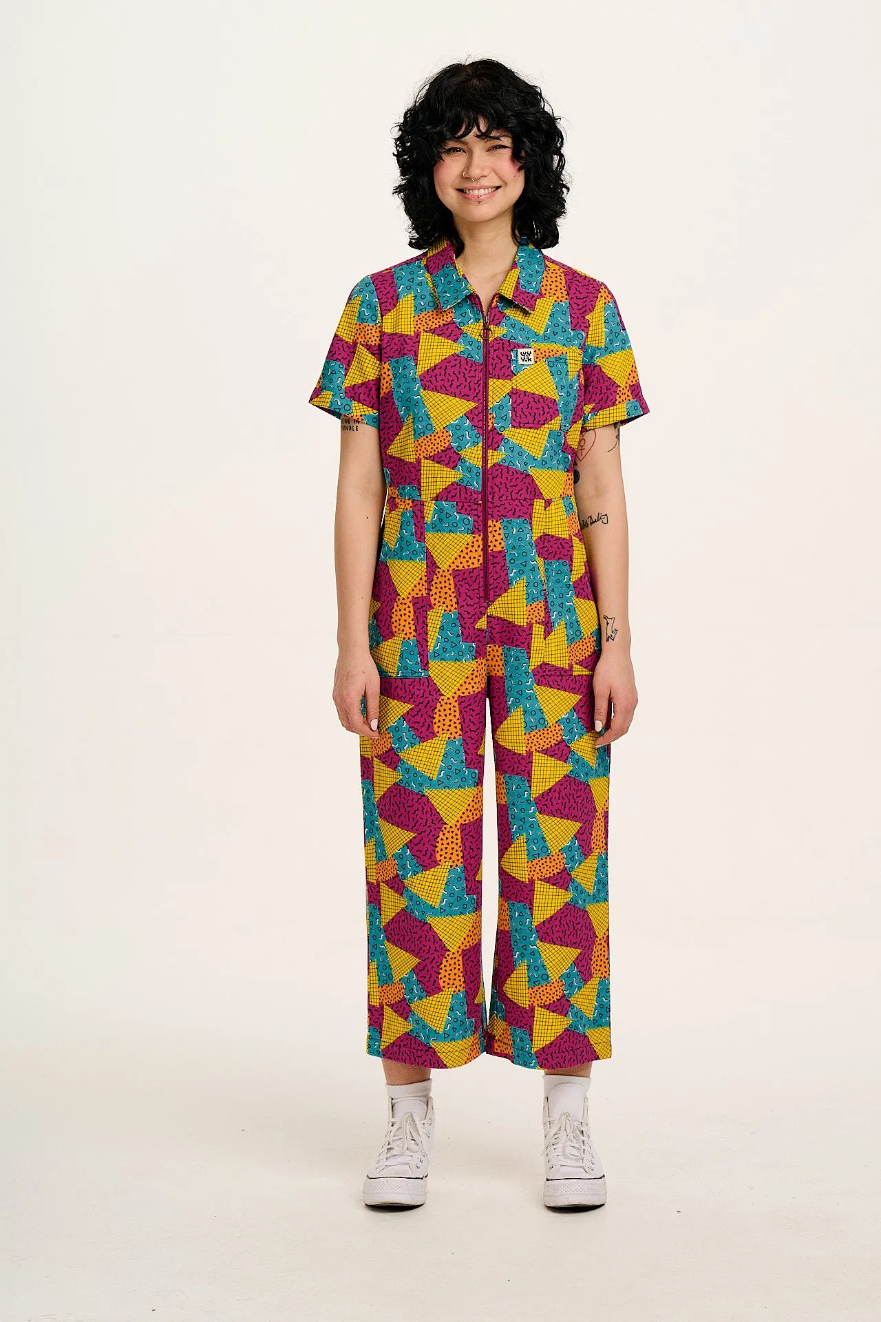 Ragan - Cotton Jumpsuit in Memphis Print sold by Lucy & Yak