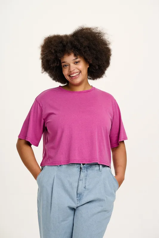 Zayla - Cropped Boxy Tee in Dahlia Pink sold by Lucy & Yak