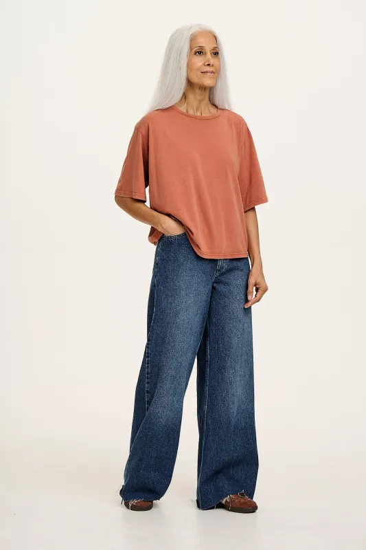 Zayla - Cropped Boxy Tee in Amber Orange sold by Lucy & Yak