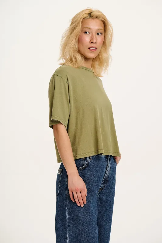 Zayla - Cropped Boxy Tee in Herb Garden Green sold by Lucy & Yak
