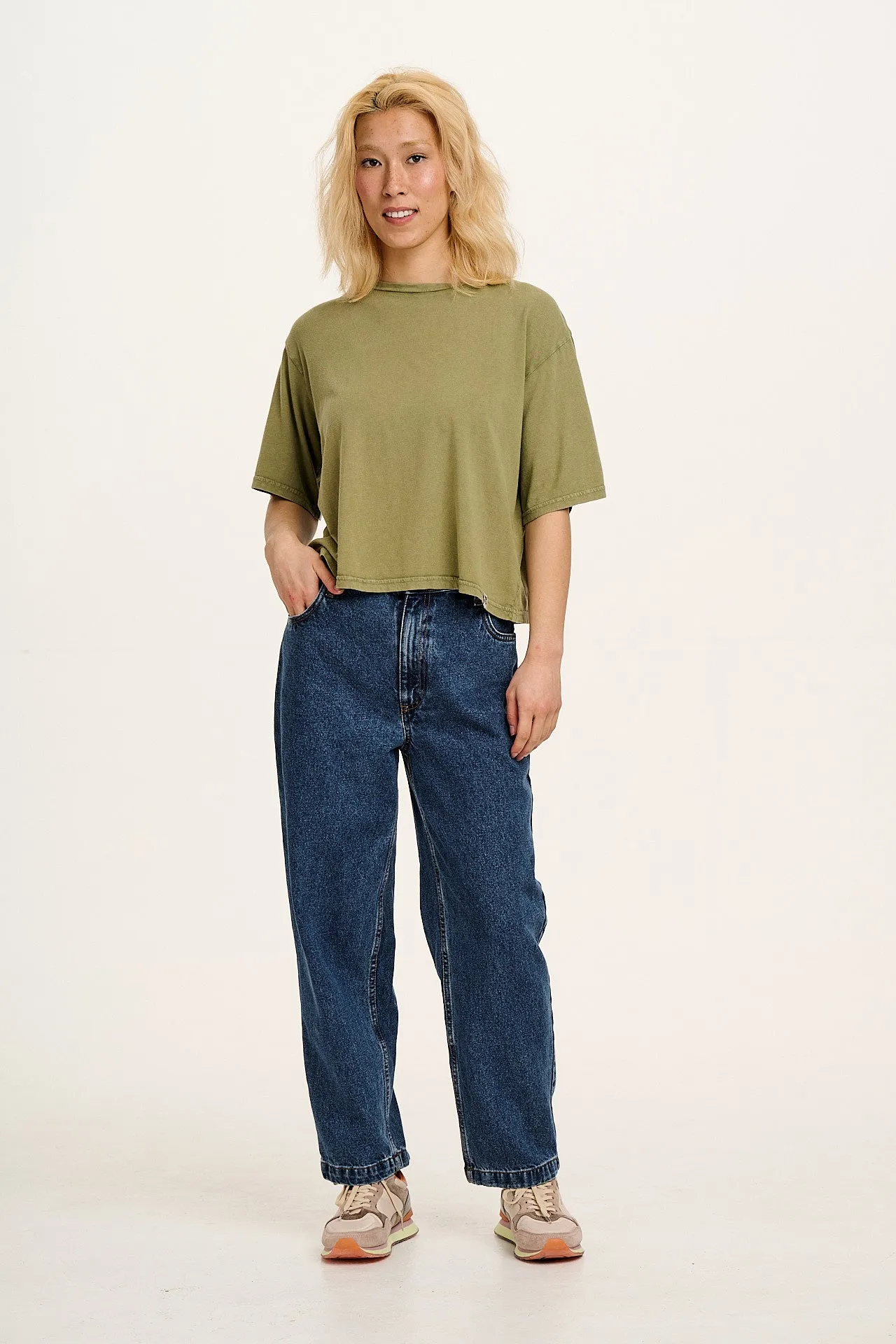Zayla - Cropped Boxy T-Shirt in Herb Garden Green sold by Lucy & Yak product image thumbnail 2