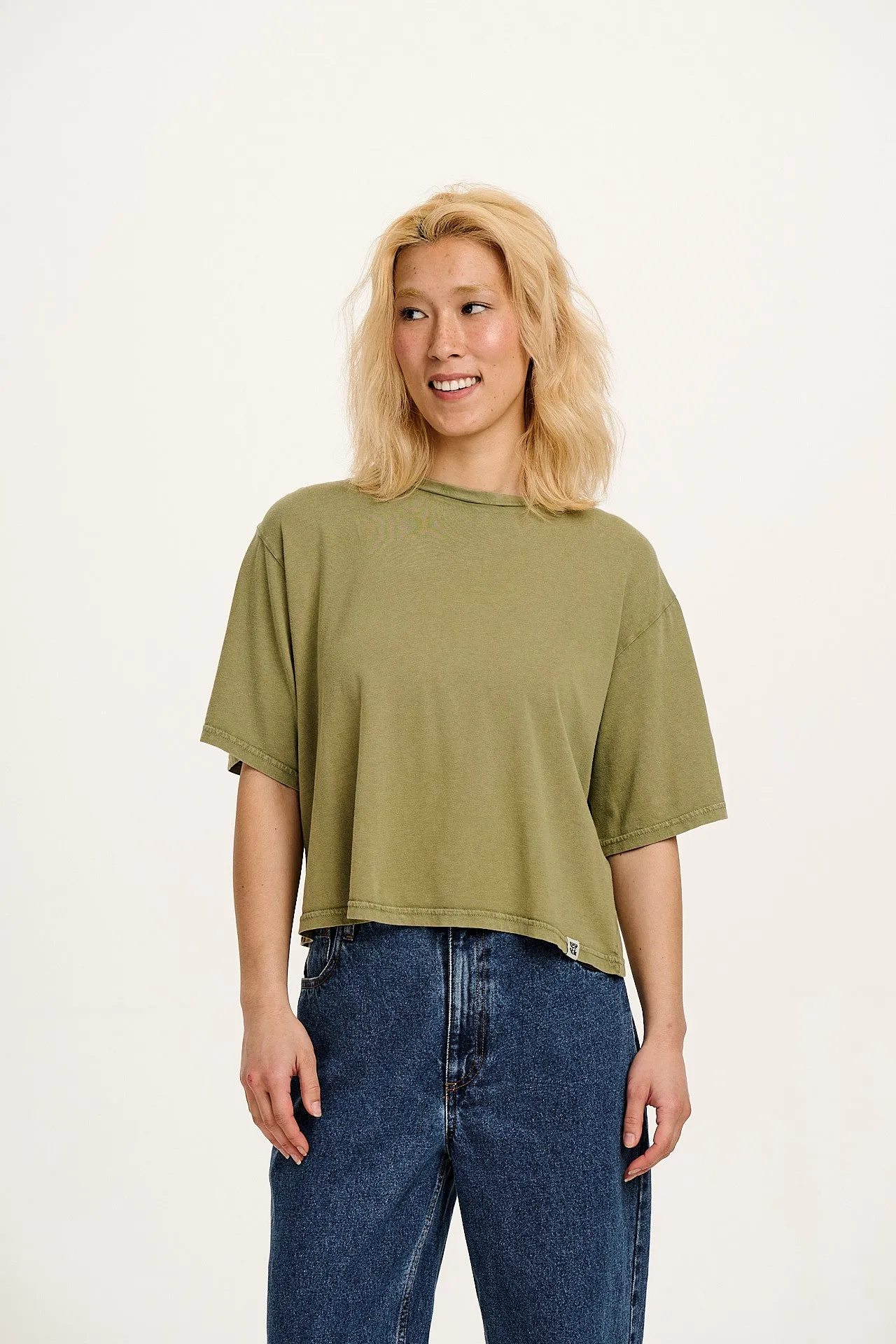 Zayla - Cropped Boxy T-Shirt in Herb Garden Green sold by Lucy & Yak product image thumbnail 4