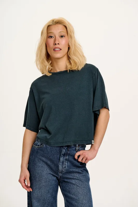 Zayla - Cropped Boxy Tee in Midnight Black sold by Lucy & Yak