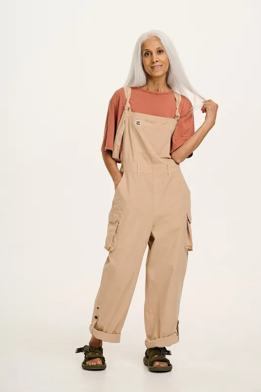 Colorado - Cotton Cargo Dungarees in Beige sold by Lucy & Yak