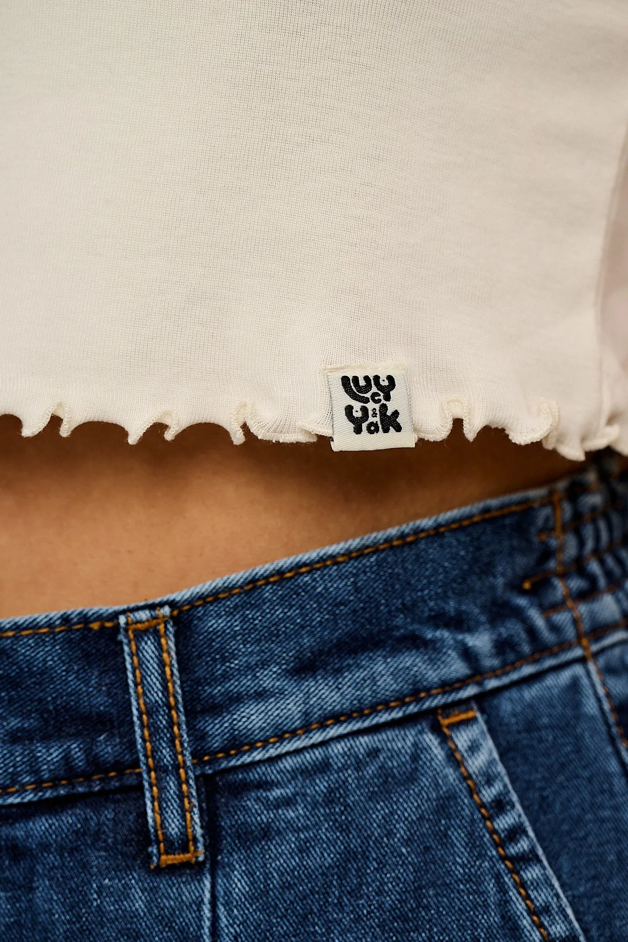 L.E. Greta - Cropped Cotton Top in Artist Print by Wen Yee Kok sold by Lucy & Yak product image thumbnail 3