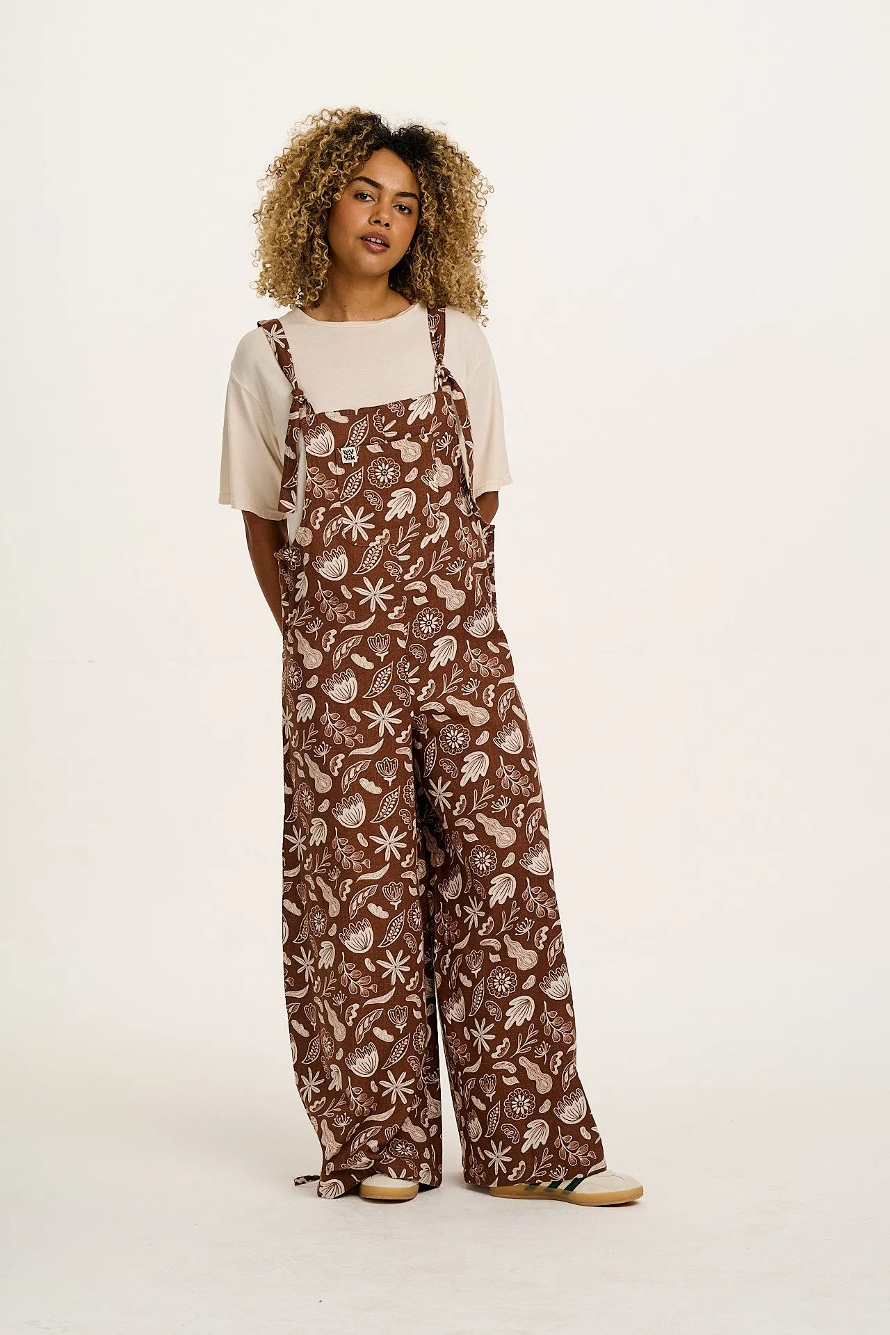 L.E. Ali - Wide Leg Cotton Dungarees in Artist Print by Wen Yee Kok sold by Lucy & Yak product image thumbnail 3