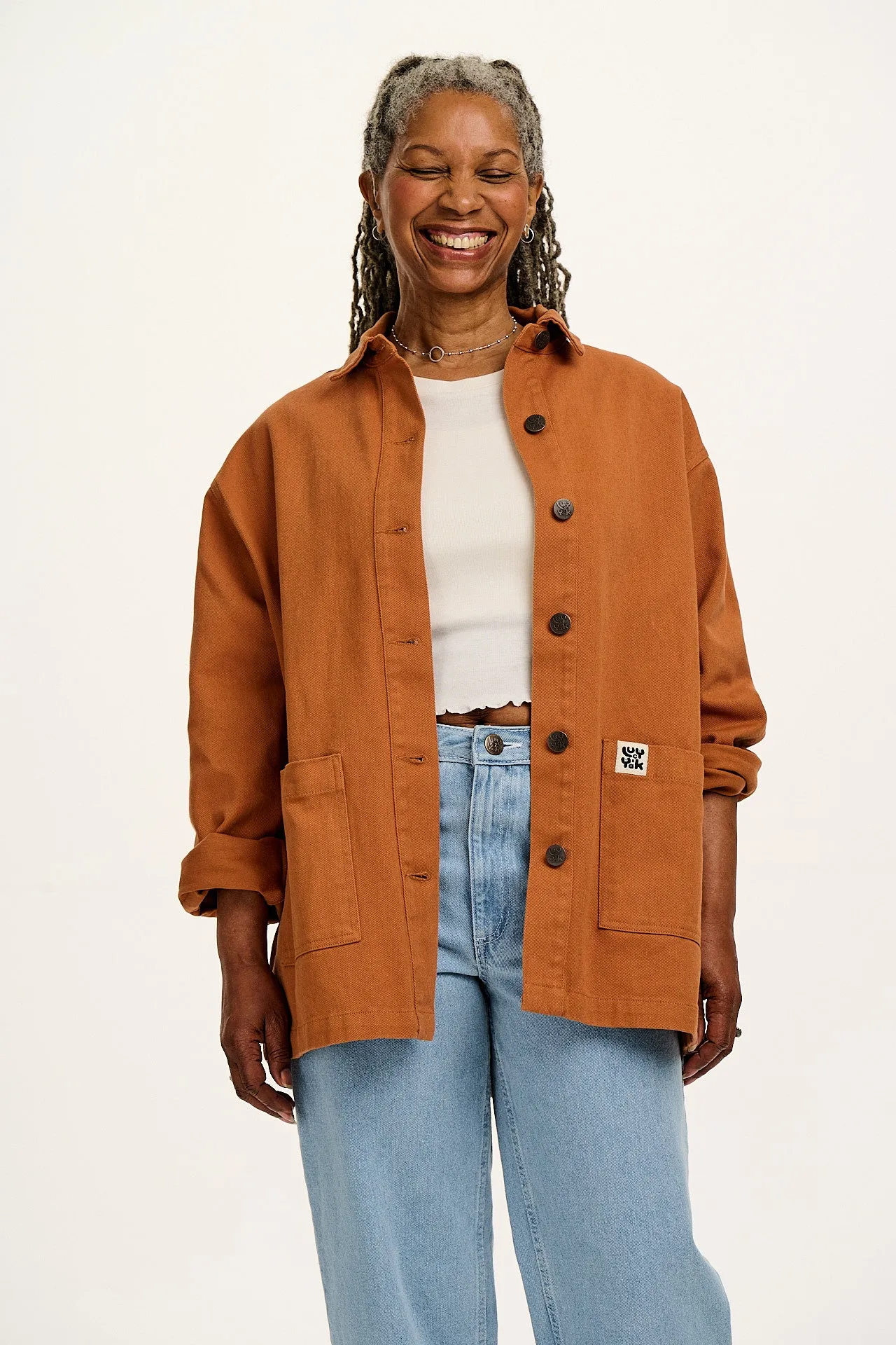 Olly - Cotton Jacket in Amber Orange sold by Lucy & Yak product image thumbnail 5