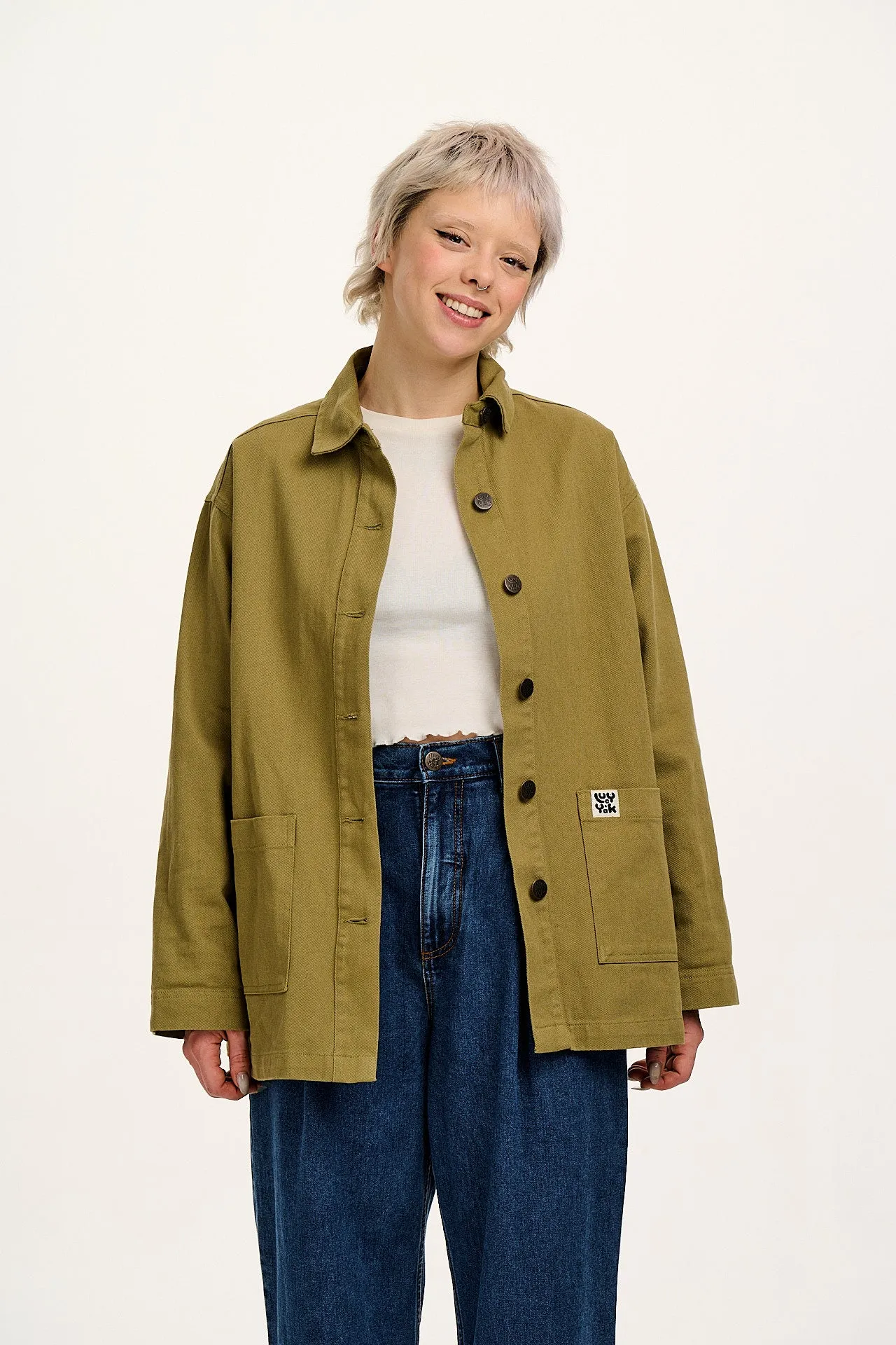 Olly - Cotton Jacket in Herb Garden Green sold by Lucy & Yak