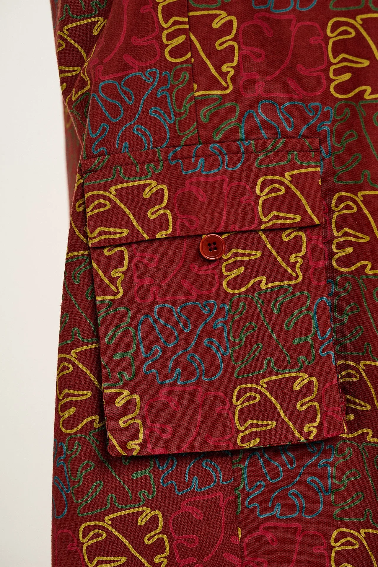 Rumi - Wide Leg Cotton & Linen Trousers in Red Nema Print sold by Lucy & Yak product image thumbnail 2