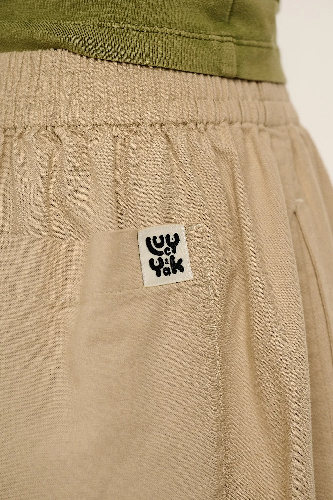 Rumi - Wide Leg Cotton & Linen Trousers in Beige sold by Lucy & Yak product image thumbnail 3