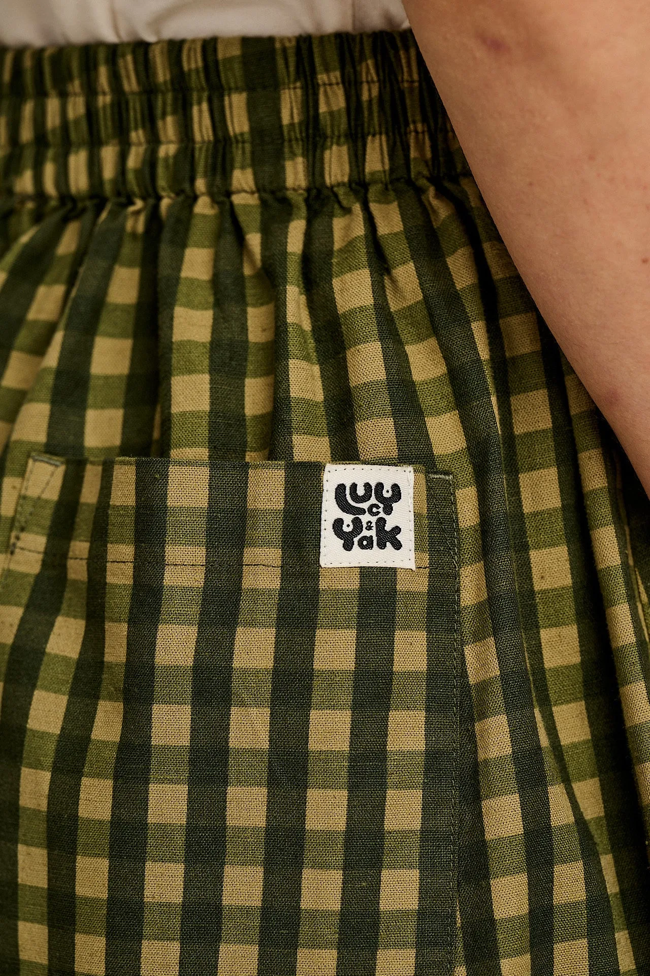 Rumi - Wide Leg Cotton & Linen Trousers in Green Emin Gingham sold by Lucy & Yak product image thumbnail 3