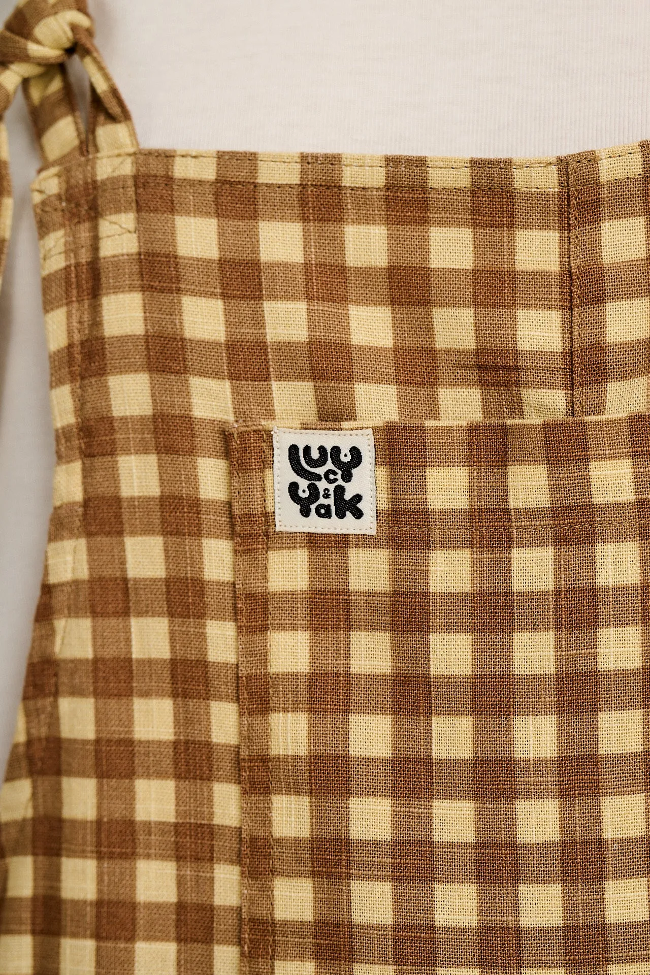 Ali - Wide Leg Cotton Dungarees Brown Birch Gingham Print sold by Lucy & Yak product image thumbnail 2
