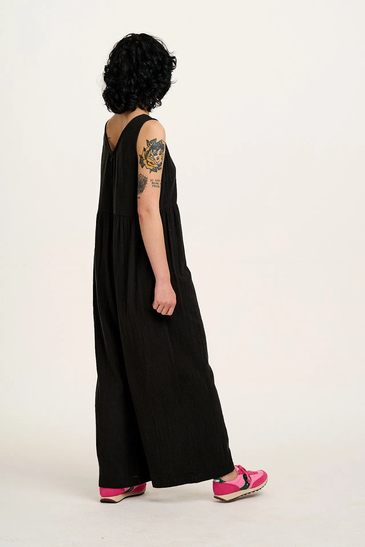 Bellamy - Wide Leg Cotton Jumpsuit in Black sold by Lucy & Yak product image thumbnail 5