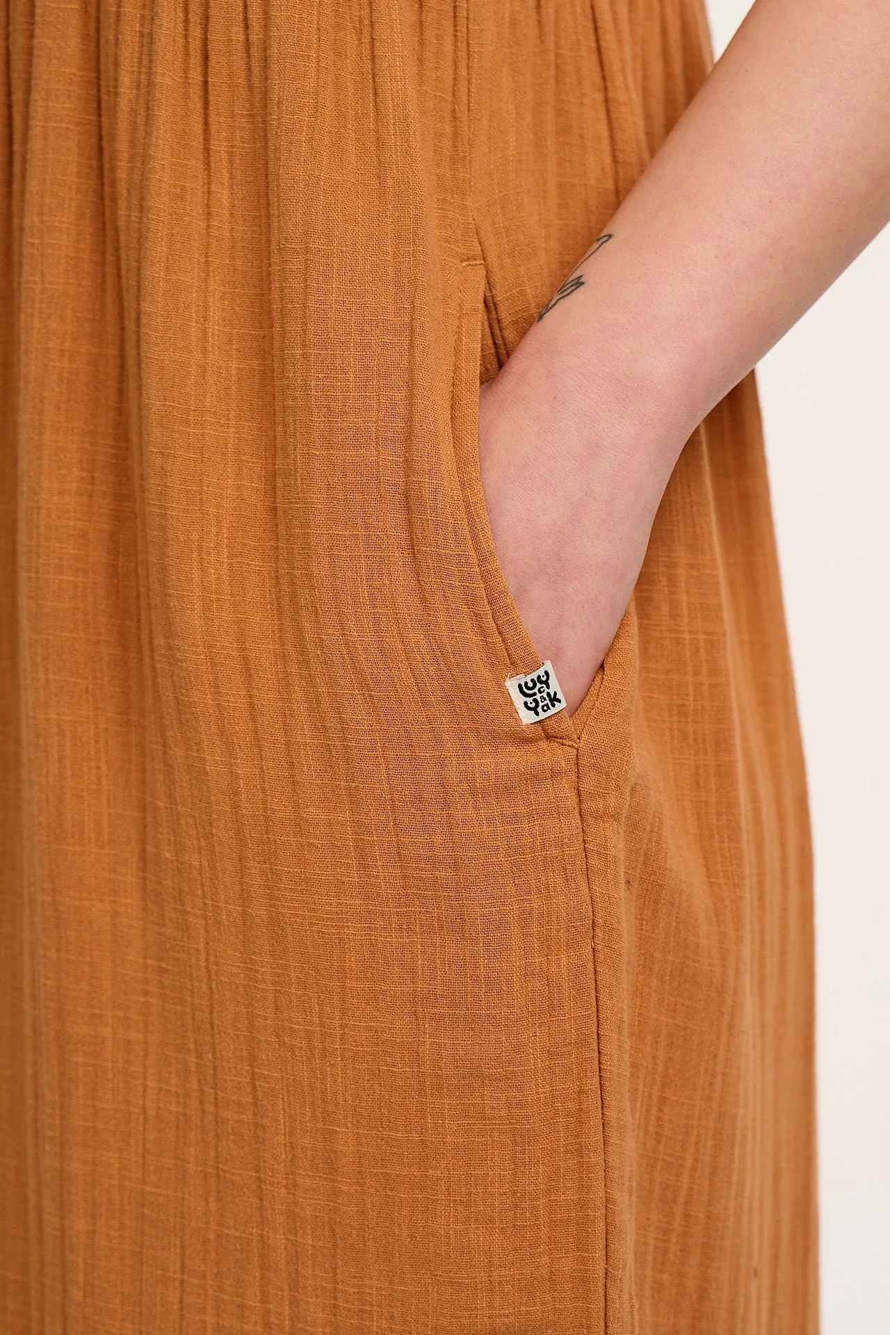 Bellamy - Wide Leg Cotton Jumpsuit in Terracotta sold by Lucy & Yak product image thumbnail 4