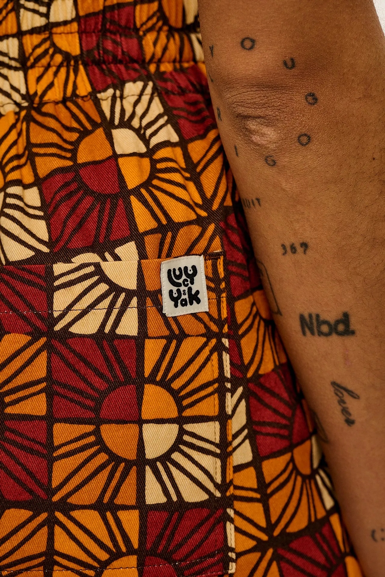 Charlie - Cotton Shorts in Ecru & Orange Kiara Prin sold by Lucy & Yak product image thumbnail 4