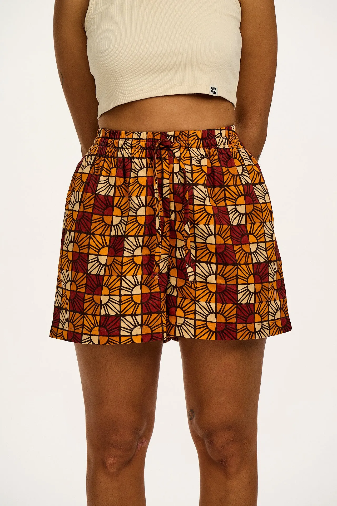 Charlie - Cotton Shorts in Ecru & Orange Kiara Prin sold by Lucy & Yak product image thumbnail 2