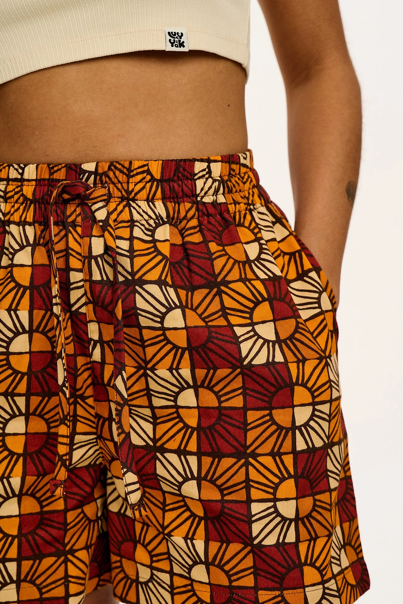 Charlie - Cotton Shorts in Ecru & Orange Kiara Prin sold by Lucy & Yak product image thumbnail 3