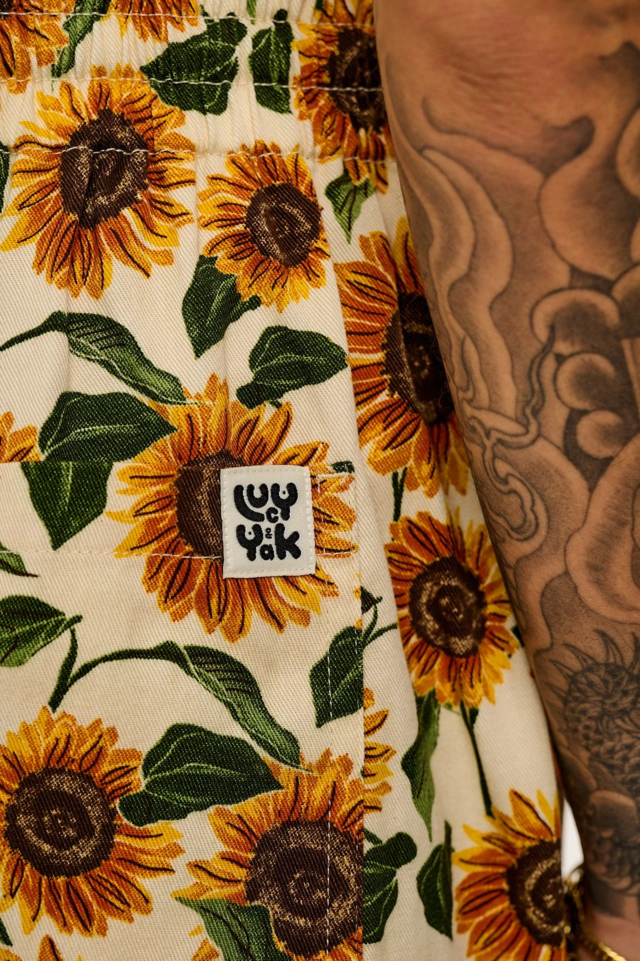 Charlie - Cotton Shorts in Cream Sunflower Print sold by Lucy & Yak product image thumbnail 4