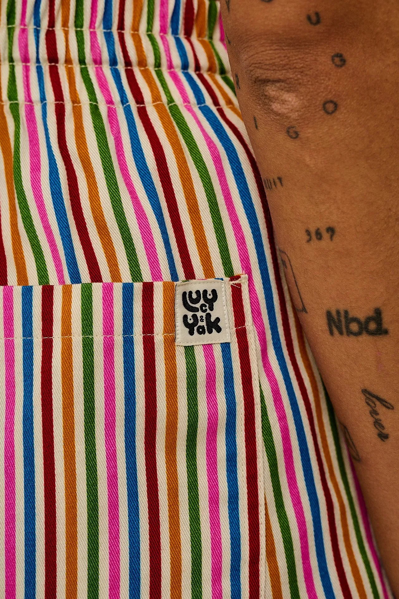 Charlie - Cotton Shorts in Rainbow & Ecru Stripe sold by Lucy & Yak product image thumbnail 5