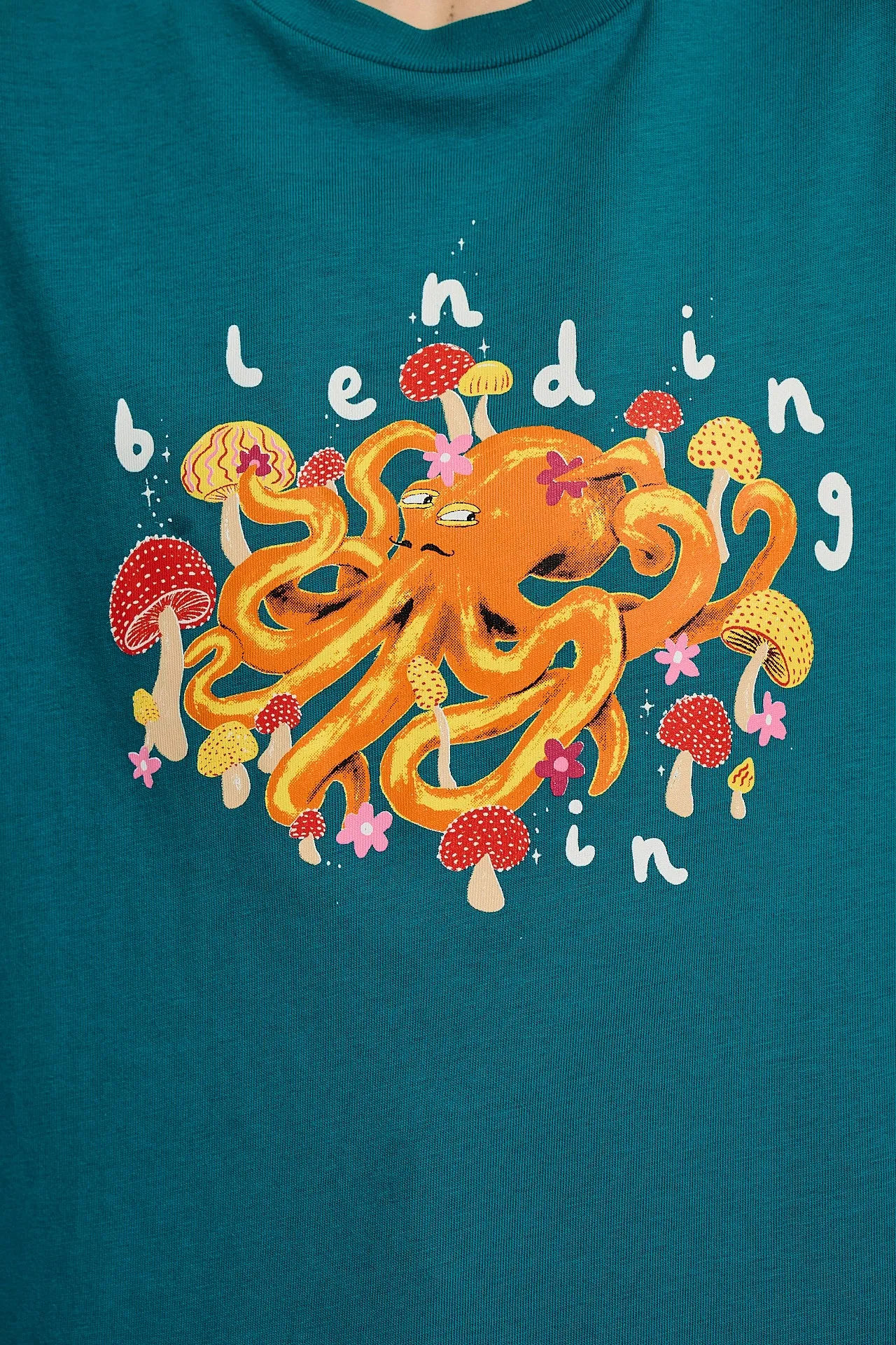 L.E. Denver - Cotton Tee in Teal Octopus Print sold by Lucy & Yak product image thumbnail 3