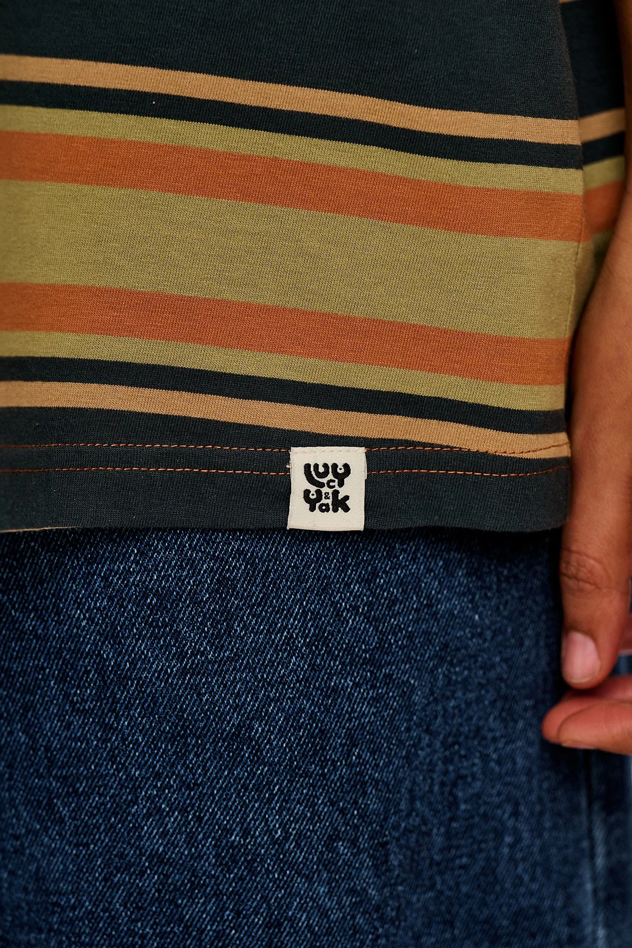 Benny - Oversized Cotton Tee in Midnight Stripe sold by Lucy & Yak product image thumbnail 3