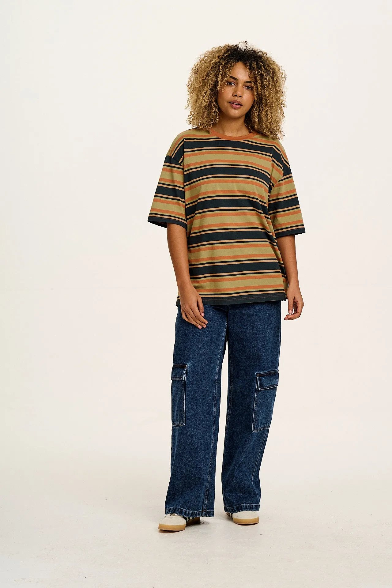 Benny - Oversized Cotton Tee in Midnight Stripe sold by Lucy & Yak product image thumbnail 4