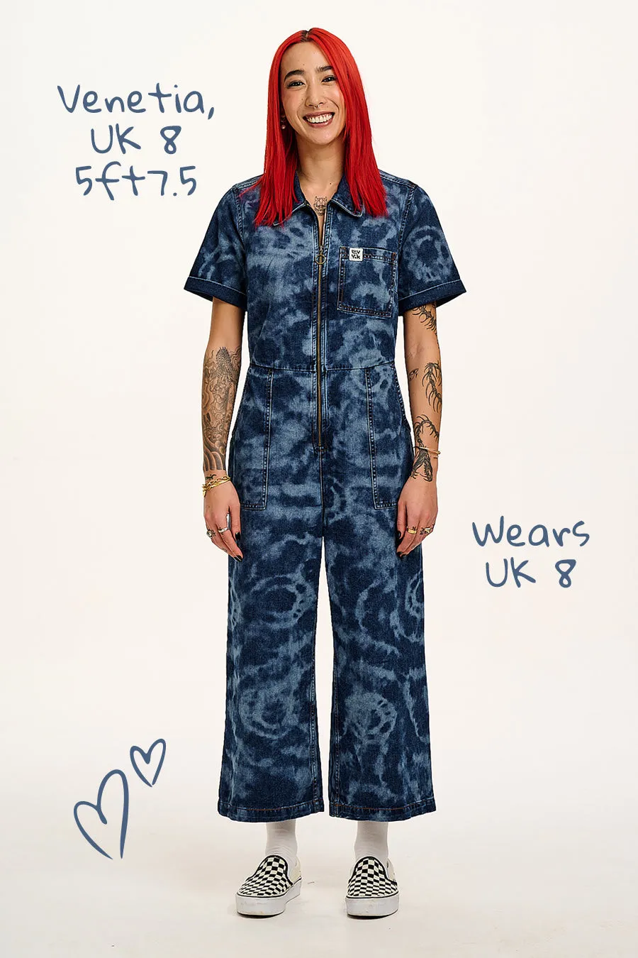 Ragan - Denim Jumpsuit in Natty Mid Wash Blue sold by Lucy & Yak