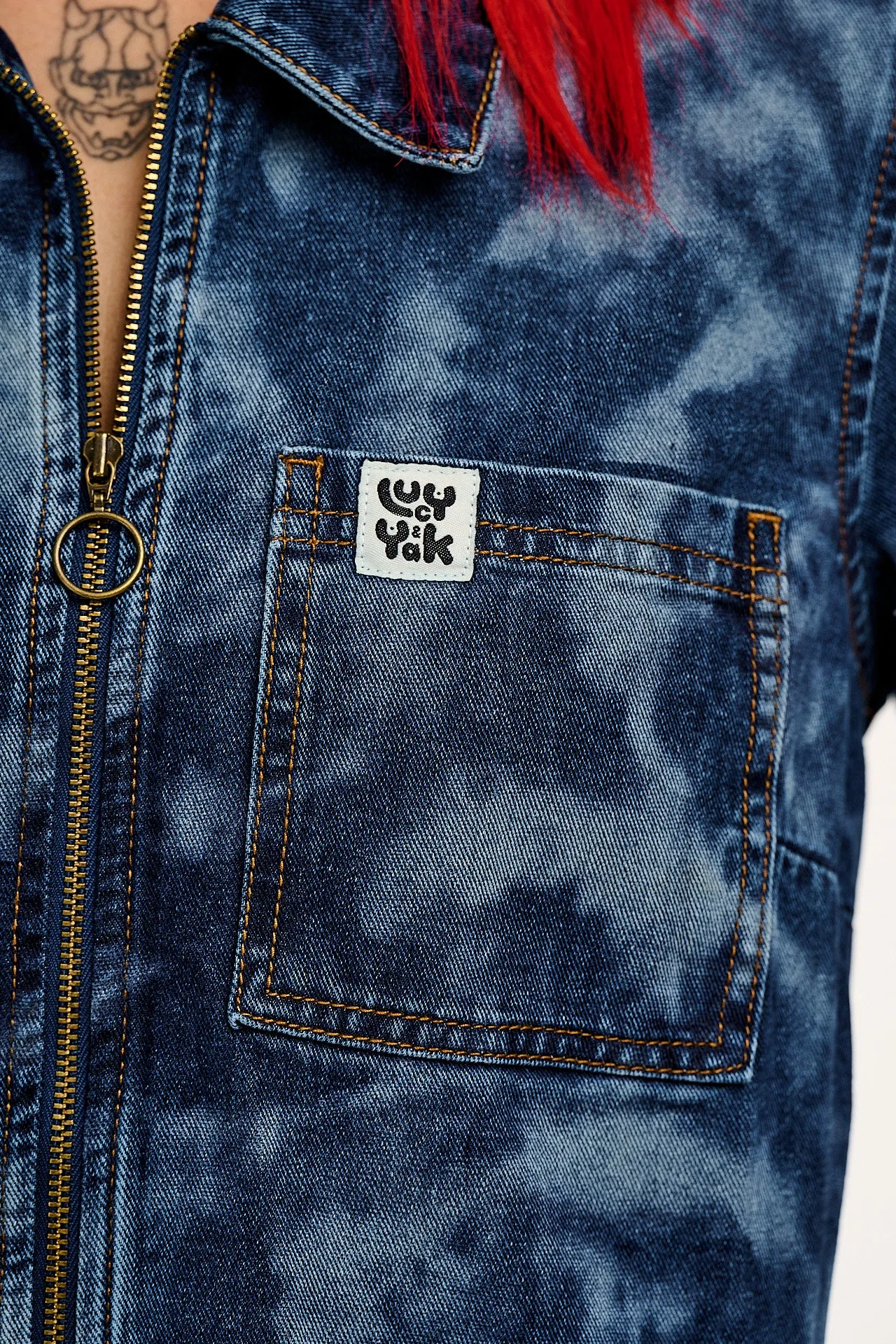 Ragan - Denim Jumpsuit in Natty Mid Wash Blue sold by Lucy & Yak product image thumbnail 2