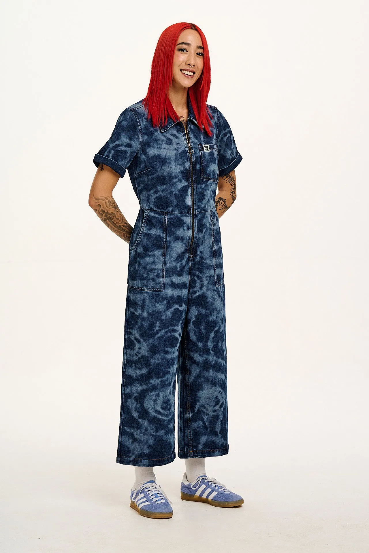 Ragan - Denim Jumpsuit in Natty Mid Wash Blue sold by Lucy & Yak product image thumbnail 3