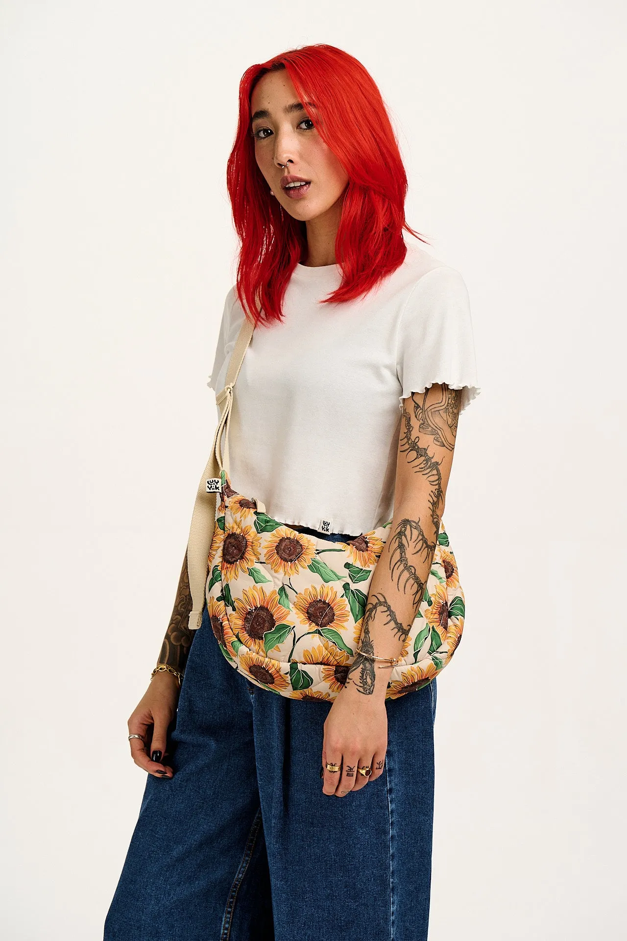 Bryony - Crossbody Bag in Cream Sunflower Print sold by Lucy & Yak product image thumbnail 4
