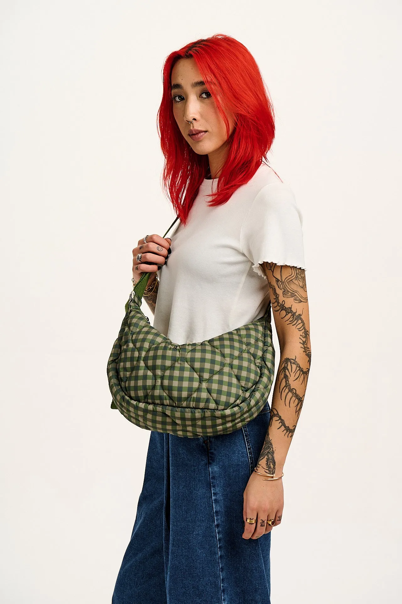 Bryony - Crossbody Bag in Green Emin Gingham sold by Lucy & Yak