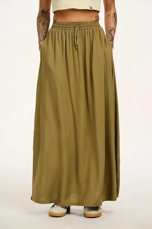 Esme - Maxi Skirt in Herb Garden Green sold by Lucy & Yak