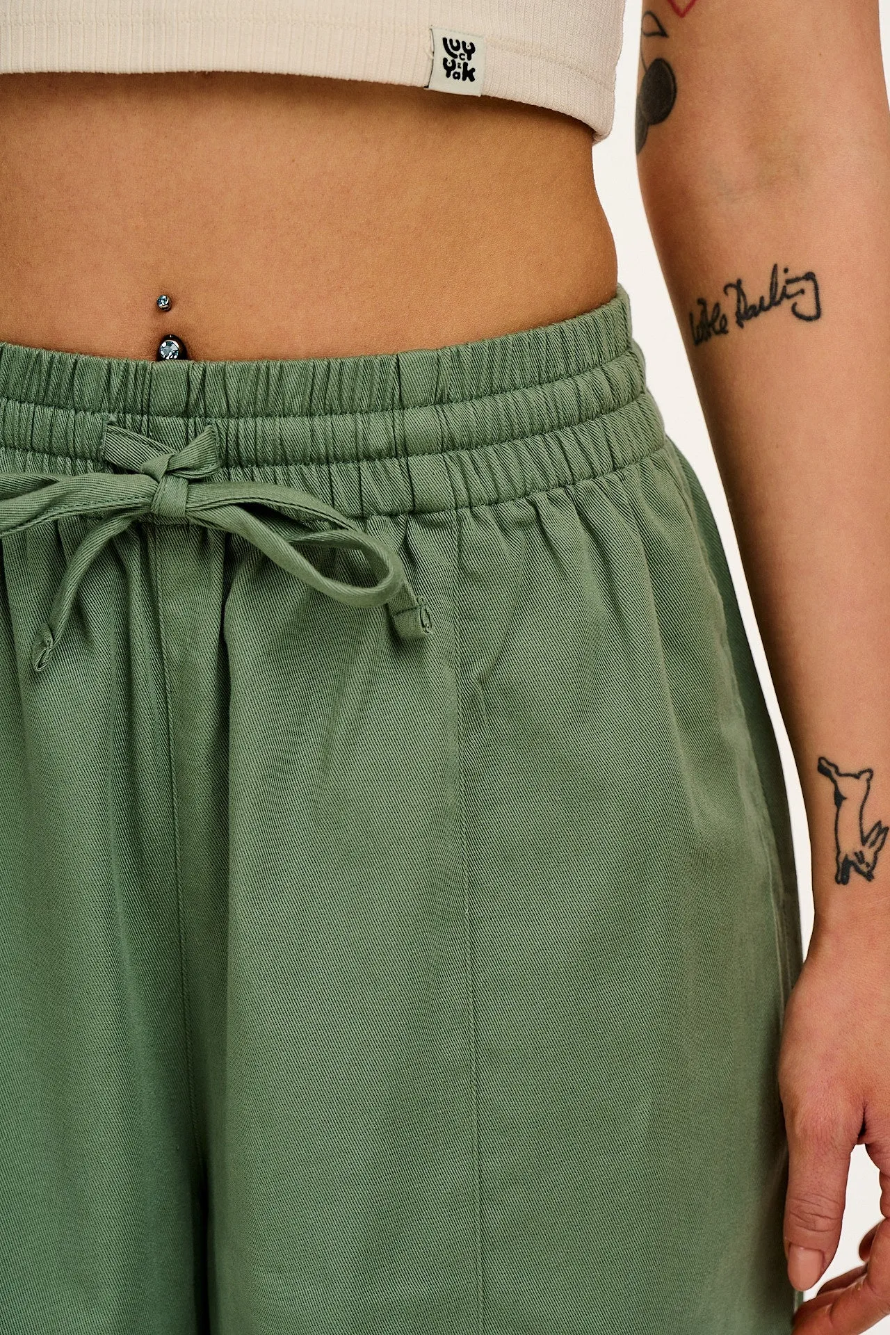 Chuck - Wide Leg Cotton Trousers in Green Bay sold by Lucy & Yak product image thumbnail 3