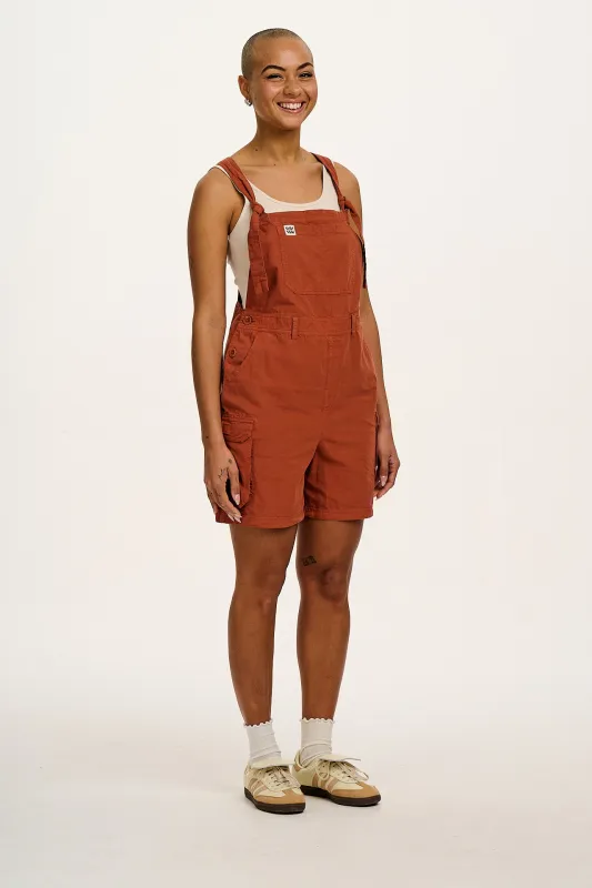 Colorado - Cotton Cargo Dungaree Shorts in Amber Orange sold by Lucy & Yak