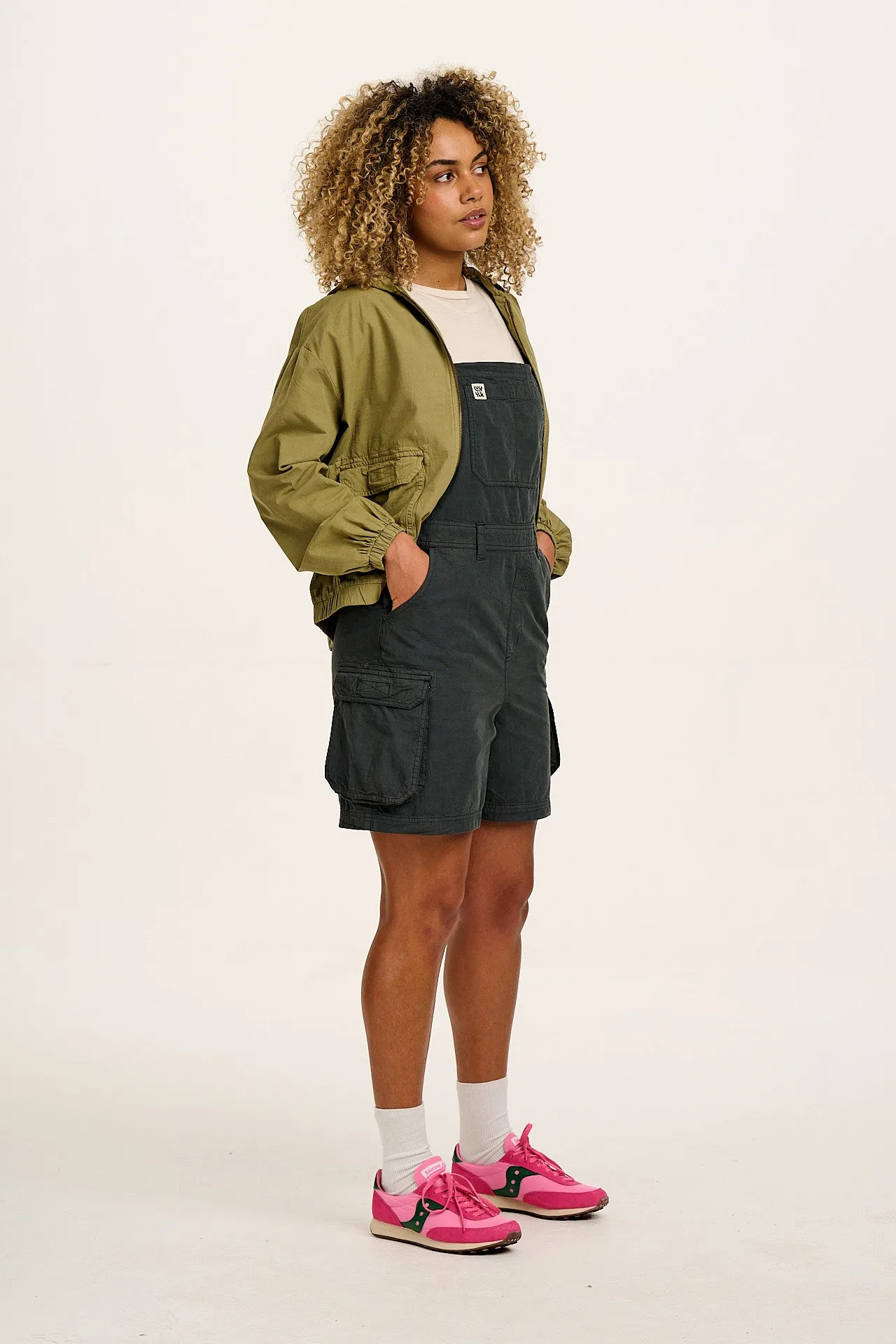 Colorado - Cotton Cargo Dungaree Shorts in Midnight Black sold by Lucy & Yak product image thumbnail 5