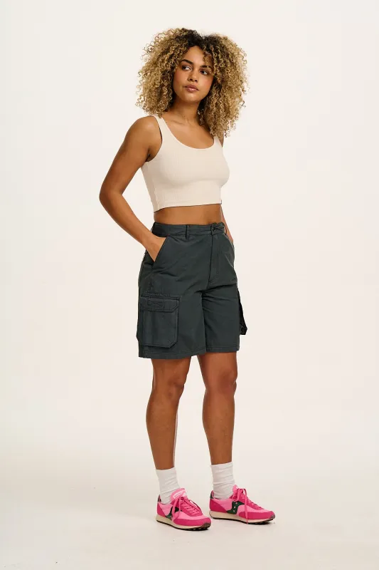 Avery - Cotton Cargo Shorts in Midnight Black sold by Lucy & Yak