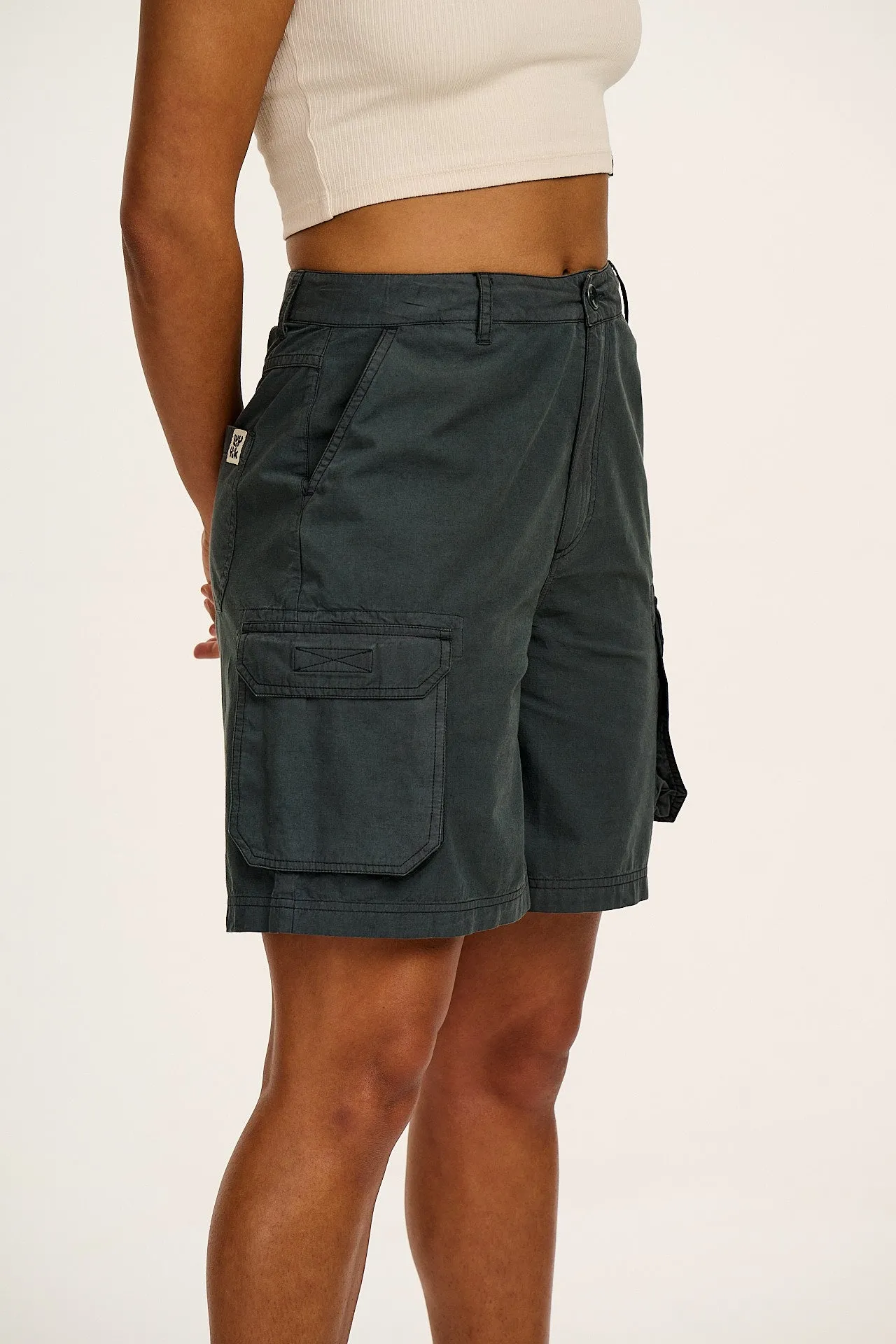 Avery - Cotton Cargo Shorts in Midnight Black sold by Lucy & Yak product image thumbnail 4