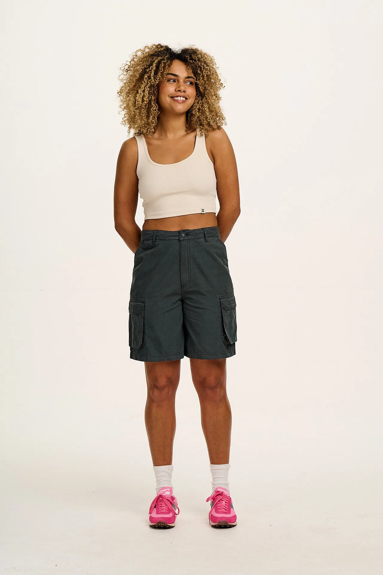 Avery - Cotton Cargo Shorts in Midnight Black sold by Lucy & Yak product image thumbnail 3