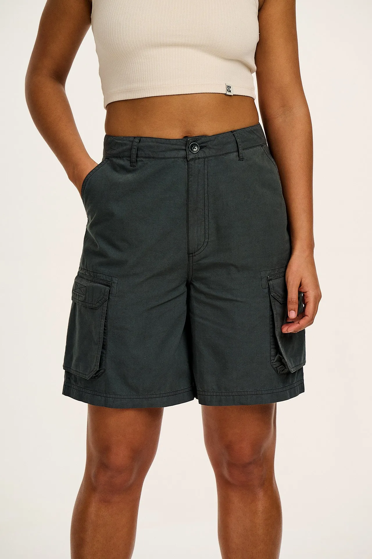 Avery - Cotton Cargo Shorts in Midnight Black sold by Lucy & Yak product image thumbnail 2