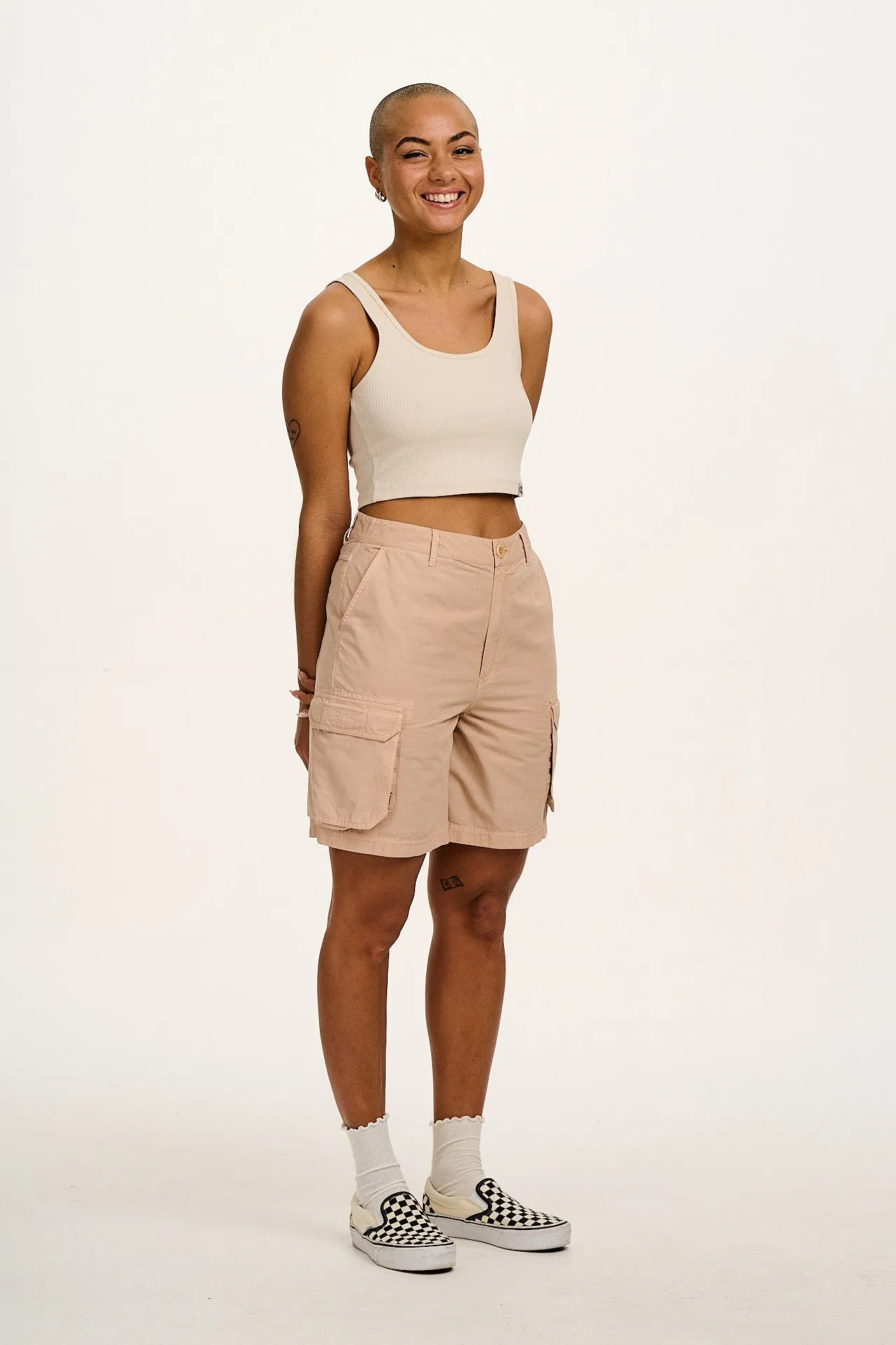 Avery - Cotton Cargo Shorts in Beige sold by Lucy & Yak product image thumbnail 4