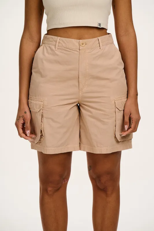 Avery - Cotton Cargo Shorts in Beige sold by Lucy & Yak