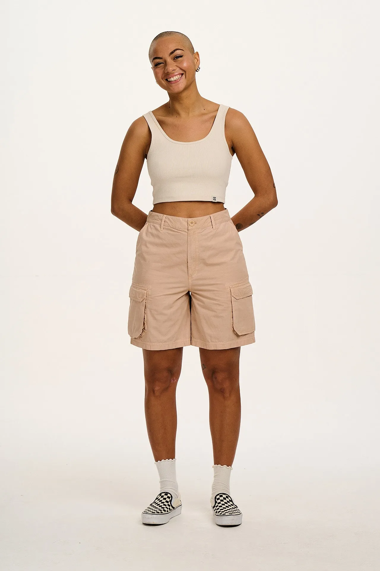 Avery - Cotton Cargo Shorts in Beige sold by Lucy & Yak product image thumbnail 2