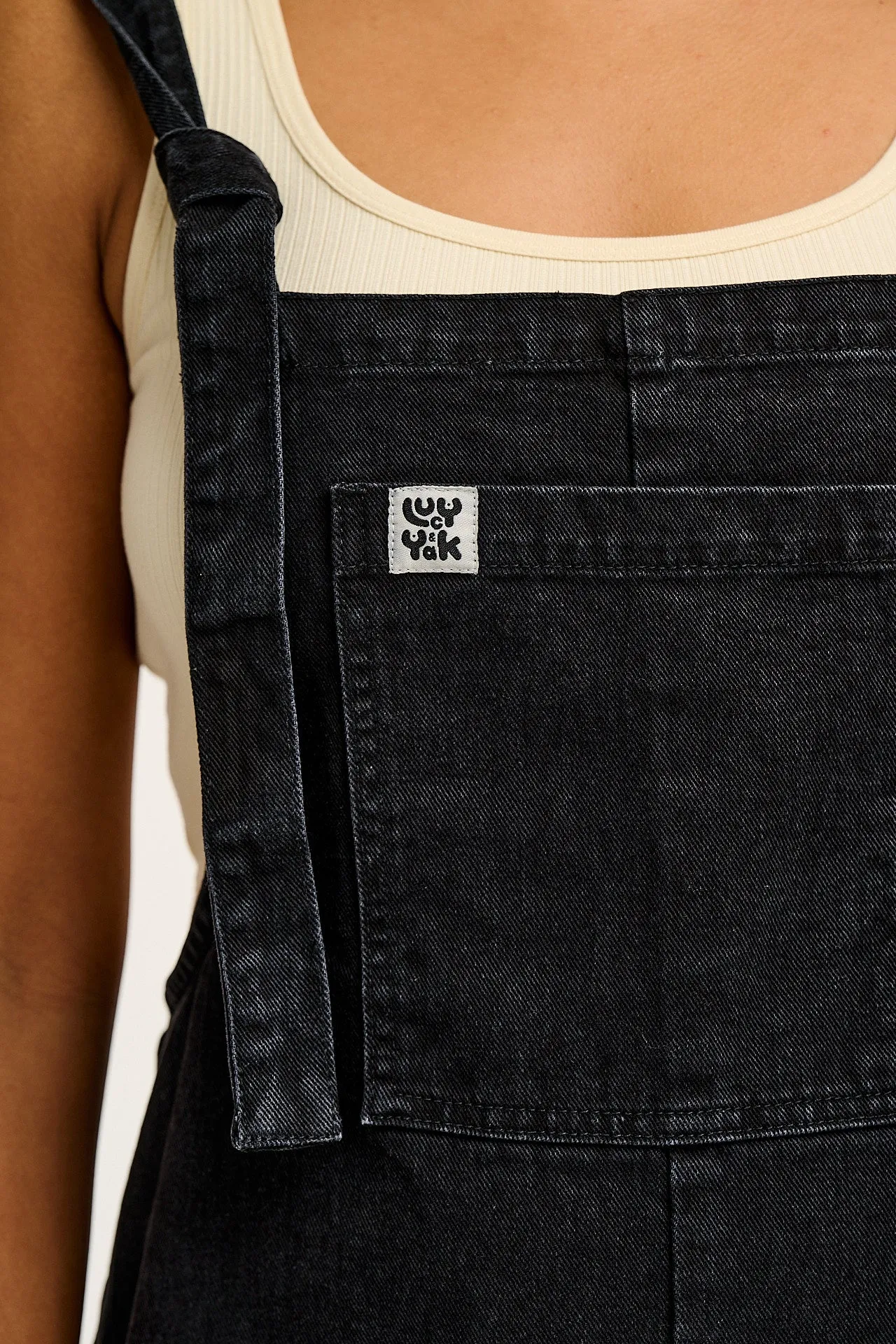 Original Shorts - Denim Dungarees Shorts in Washed Black sold by Lucy & Yak product image thumbnail 3