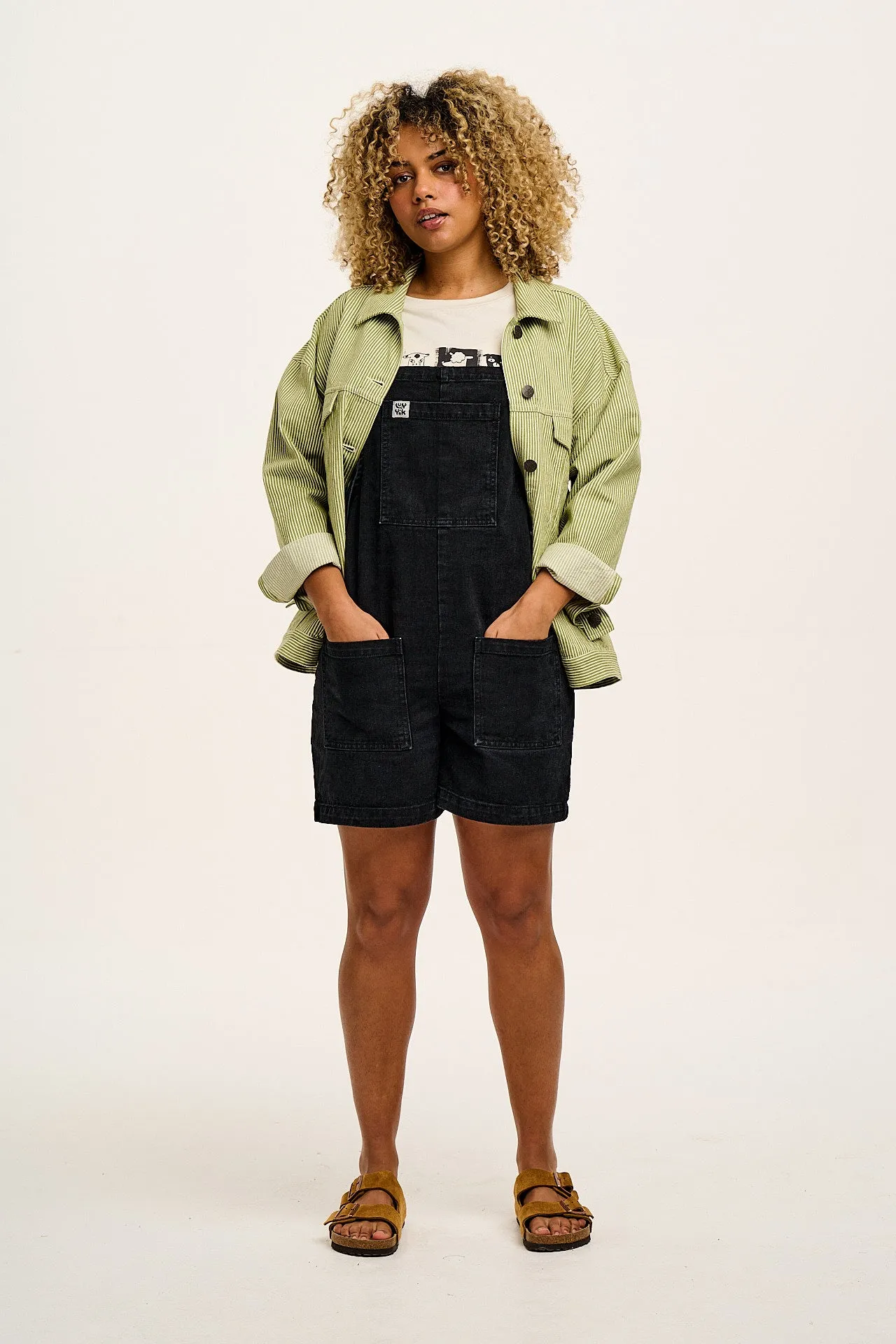 Original Shorts - Denim Dungarees Shorts in Washed Black sold by Lucy & Yak product image thumbnail 2