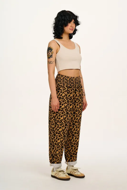 Alexa - Cotton Trousers in Leopard Print sold by Lucy & Yak