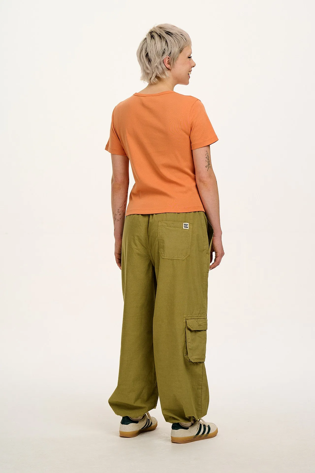 Maya - Cotton Tee in Orange Beach Waves Print sold by Lucy & Yak product image thumbnail 5