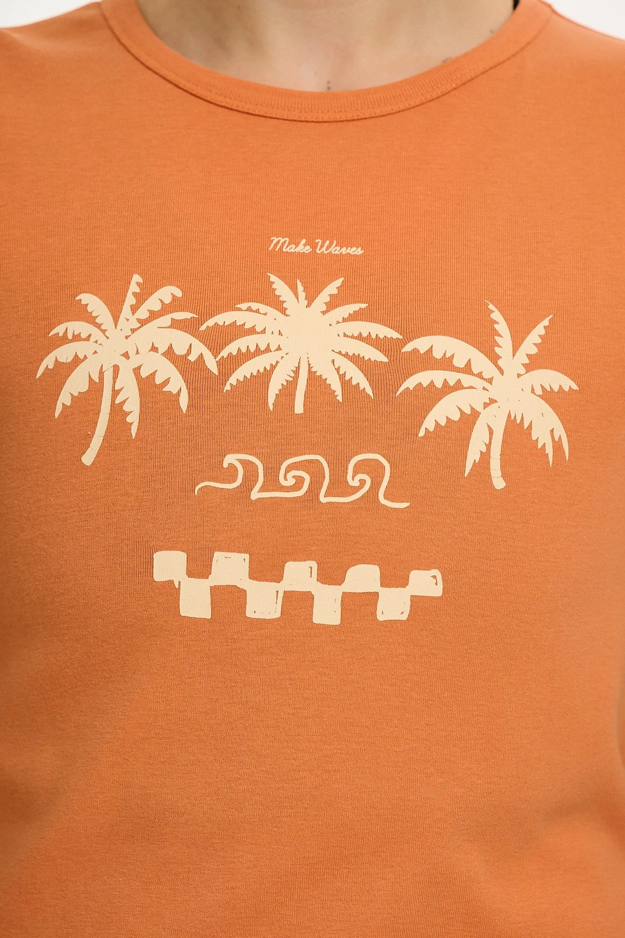 Maya - Cotton Tee in Orange Beach Waves Print sold by Lucy & Yak product image thumbnail 2