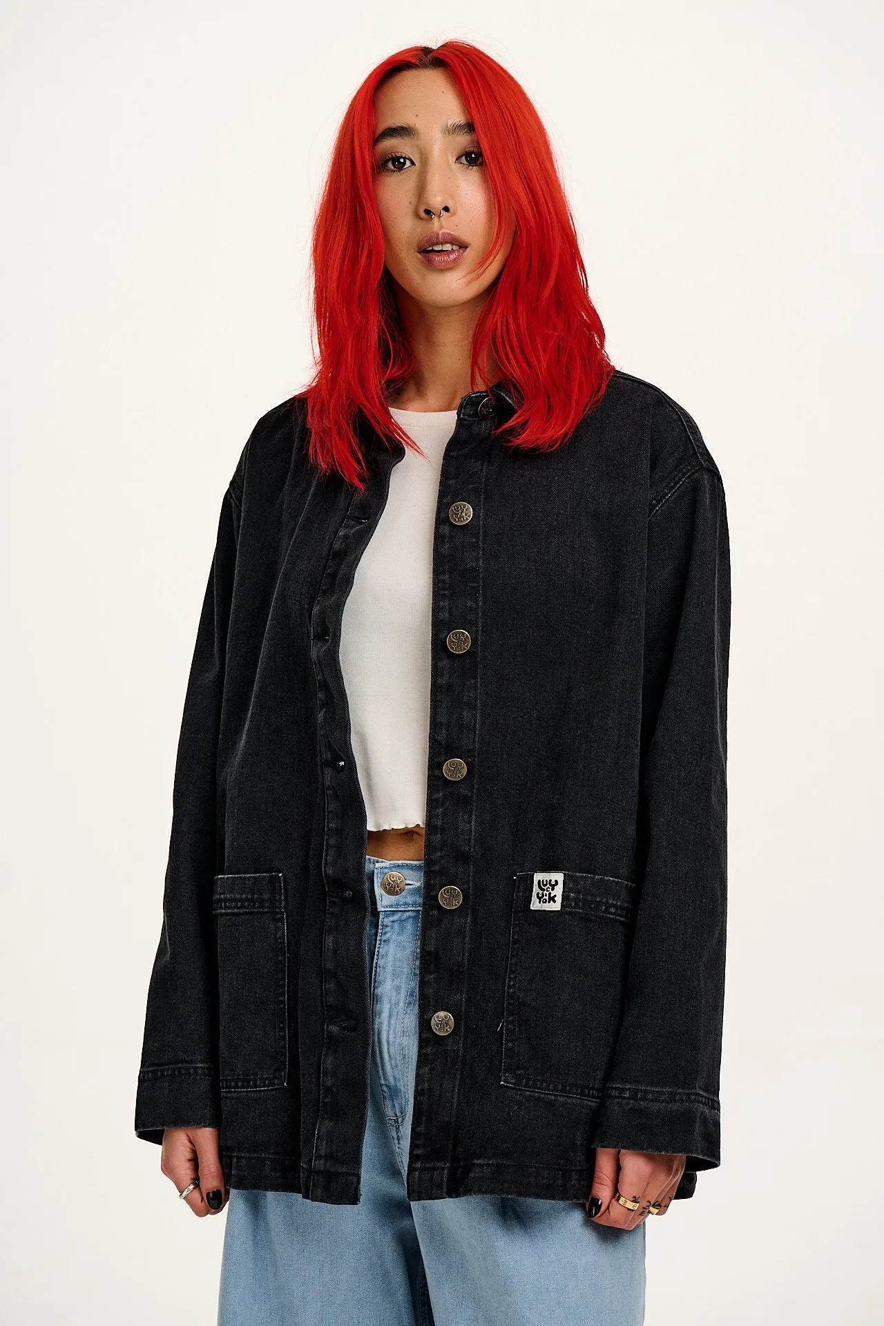 Olly - Denim Jacket in Washed Black sold by Lucy & Yak product image thumbnail 4