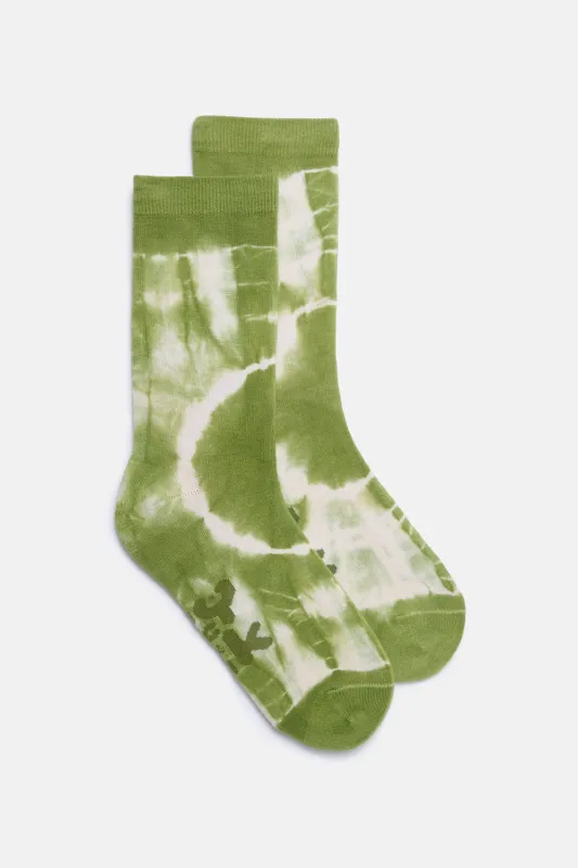 JoJo - Cotton Socks in Green & Ecru sold by Lucy & Yak