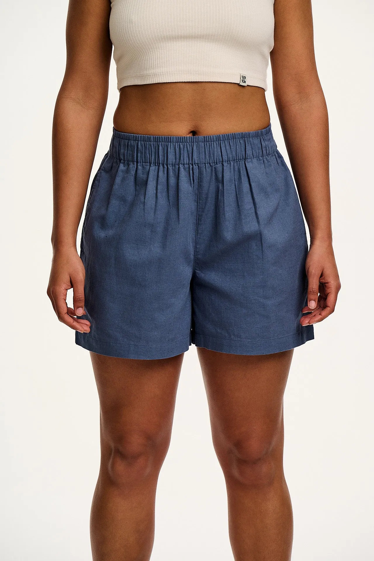 Jessie - Cotton & Linen Shorts in Vintage Indigo sold by Lucy & Yak product image thumbnail 2